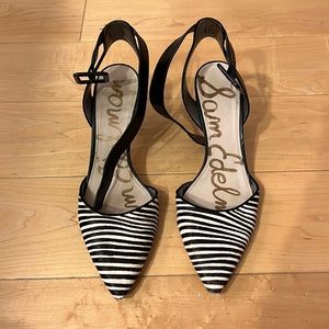 Sam Edelman ankle strap heel, zebra print